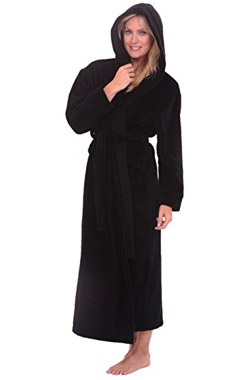 Alexander Del Rossa Womens Fleece Robe, Long Hooded Bathrobe