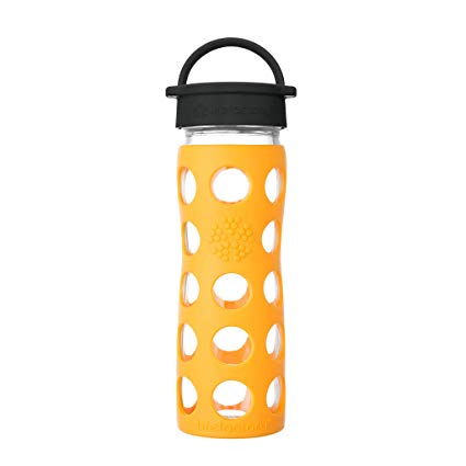 Lifefactory 16-Ounce BPA-Free Glass Water Bottle with Classic Cap and Silicone Sleeve, Marigold