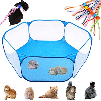 GABraden Small Animals Tent,Reptiles Cage,Breathable Transparent Pet Playpen Pop Open Outdoor/Indoor Exercise Fence,Portable Yard Fence for Guinea Pig,Rabbits, Hamster,Chinchillas and Hedgehogs