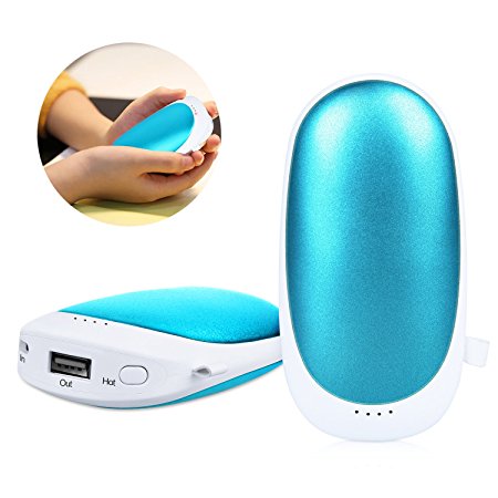 Hand Warmer - Homeme USB Rechargeable Hand Heater & Portable 5200 mAh Power Bank 2-in-1