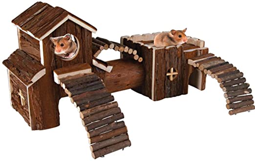 LIVIVO ® Natural Wooden Hamster Mouse Gerbil Playground Rats Pets Toys Play House Tunnel