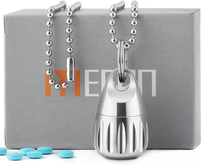 Mini Pill Holder - Titanium Keychain Pill Case, Waterproof Pill Container, Pill Box, Metal Pill Organizer, Emergency Medication, Work, Camping, Hiking, Travel