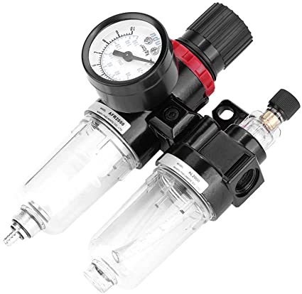 Air Filter Regulator, Pneumatic Air Pressure Filter Regulator Lubricator Moisture Water Trap Oil-Water Separator G1/4