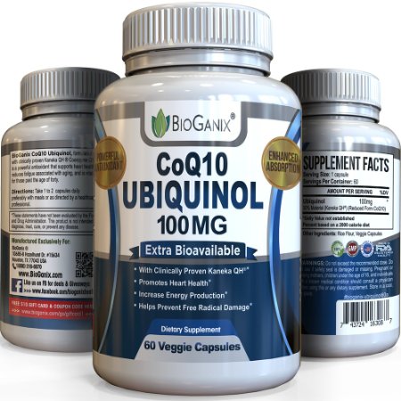 Best CoQ10 Ubiquinol 100mg - Powerful Extra Bioavailable Formula With Clinically Proven Kaneka QH - Powerful Antioxidant Promotes Heart Health, Increases Energy & Helps Prevent Free Radical Damage