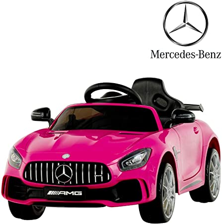 Uenjoy Electric Kids Ride On Car Mercedes Benz AMG GTR Motorized Vehicles with Remote Control, Battery Powered, LED Lights, Wheel Suspension, Music& Horn, TF Card, USB Port, Portable Handle, Pink
