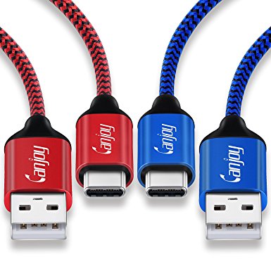 USB Type C Cable, Canjoy USB C to USB A Charger (6.6ft 2 Pack), Nylon Braided Fast Charging Cord for Samsung Galaxy Note 8 S8, LG V30 V20 G6 5, Nintendo Switch, OnePlus 5