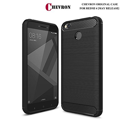 Chevron Xiaomi Redmi 4 [May 2017 Launch] Back Cover Case, Heavy Duty Shock Proof TPU Case for Mi Redmi 4 Mobile Premium Protection, Metallic Black by Chevron