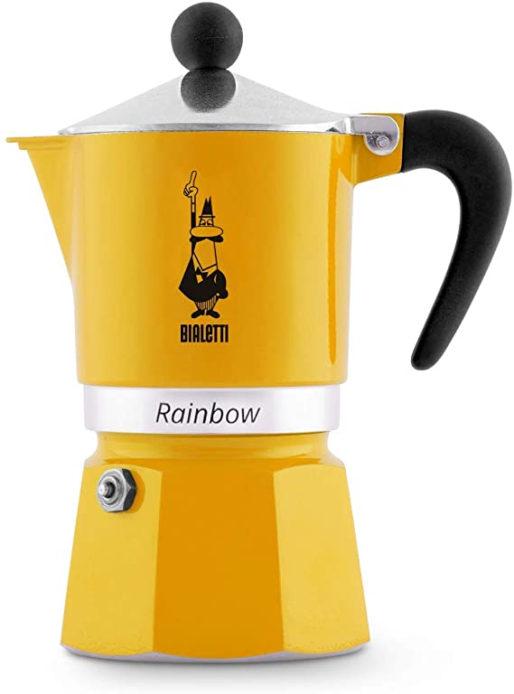 Bialetti Rainbow Aluminium Stovetop Coffee Maker (3 Cup) - Yellow