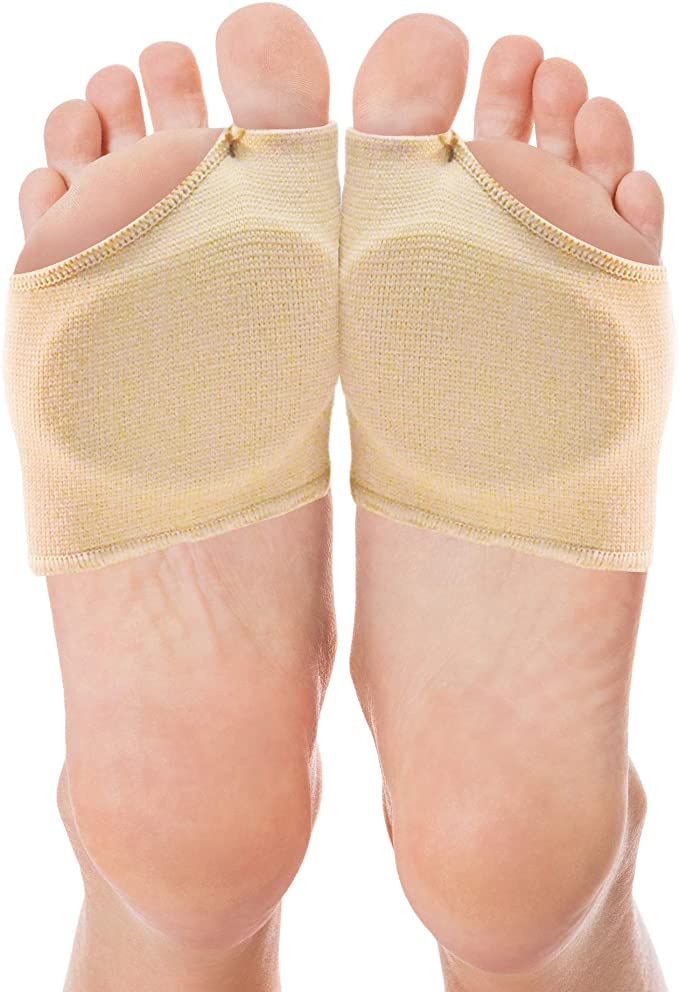 NatraCure Metatarsal Gel Pads - Fabric Sleeve with Ball of Foot Cushion - Support and Pain Relief for Metatarsalgia, Mortons Neuroma and Other Forefoot Pain - 1 Pair (Small/Medium)