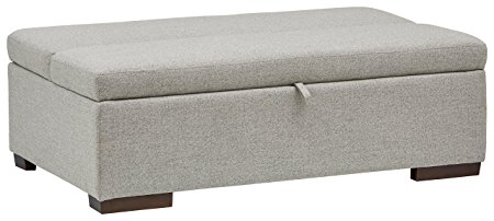 Rivet Fold Modern Ottoman Sofa Bed, 48"W, Light Grey