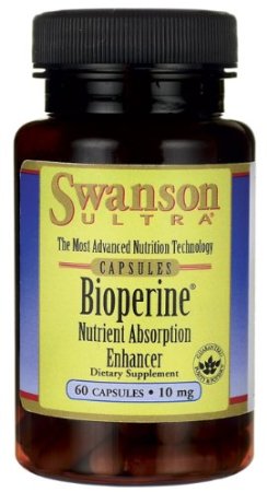 Swanson Ultra Bioperine Nutrient Absorption Enhancer 10 mg -- 2 Bottles each of 60 Capsules