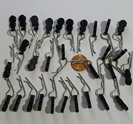 30 1/10TH Scale RC CAR Body Clips PINS Black Pull TABS 30 Clips Included