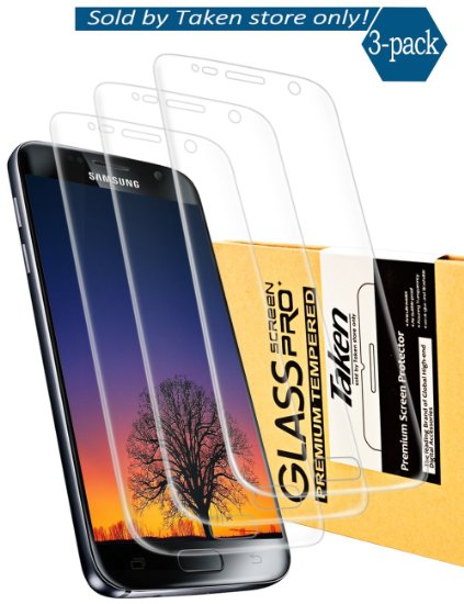 Taken S7 screen protector [3-Pack] - Samsung Galaxy S7 Full Coverage - HD Ultra Clear Film - Anti-Bubble Edge to Edge Screen Protector