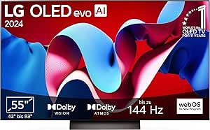 LG OLED55C47LA TV 55" (139 cm) OLED evo Fernseher (α9 Gen7 4K AI-Prozessor, Dolby Vision, bis zu 120Hz) [Modelljahr 2024]