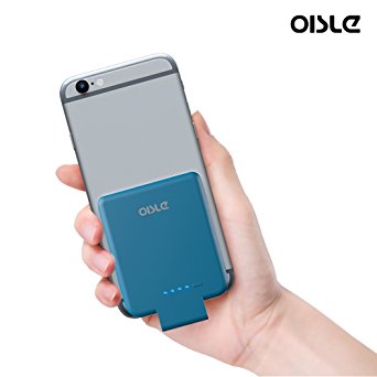 OISLE iPhone Palm-Sized Power Bank MP282 2200mAh,Ultra Thin Wireless Backup Battery(0.28inch Thickness,51g Weight)High-Speed Charging Mode External Battery for iPhone 5(s)/6(s)/7 (Peacock Blue)