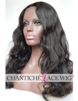 Chantiche® 100% Remy Human Hair Natural Looking Body Wave Lace Front Wigs Brazilian Glueless Wigs 130 Density Medium Size Cap Medium Brown Lace 16 Inches #1B