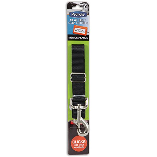 Petmate 11481 Seat Belt Clip Tether for Pets, Medium/Large, Black