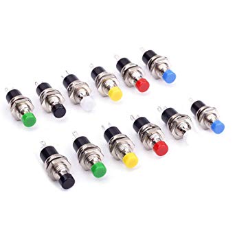 Cylewet 12Pcs 1A 250V AC 2 Pins SPST Momentary Mini Push Button Switch Normal Open (Pack of 12) CLW1078