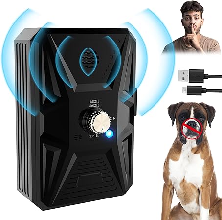 Bark Control Device Ultrasonic, 3 Modes Automatic Anti Barking Device, Outdoor Indoor Dog Bark Deterrent with 33FT Range, Recharge Dog Barking Control Devices for Puppy Small Medium Large Dogs