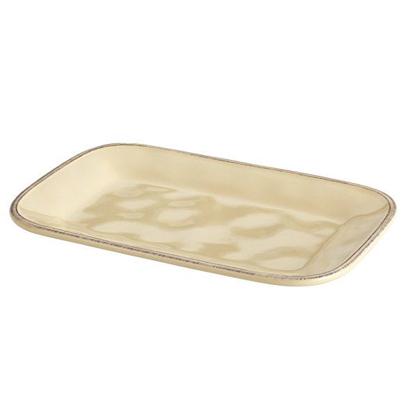 Rachael Ray Cucina Dinnerware 8-Inch x 12-Inch Stoneware Rectangular Platter, Almond Cream