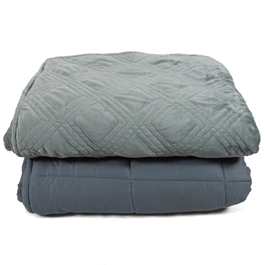 15 lb Adult 60"x80" Gray Weighted Blanket with Minkey Cover. Fall Asleep Faster And Have A Better Night's Rest Perfect for Adults with Anxiety OCD Stress ADHD Autism …