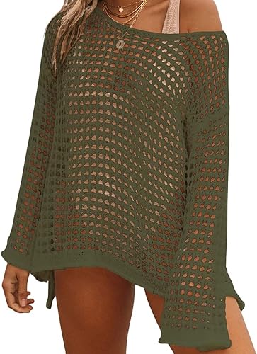 Bsubseach Crochet Cover Ups for Women Sexy Hollow Out Swim Cover Up Knit Summer Outfits