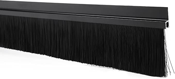 uxcell Door Brush Bottom Sweep h-Shape Aluminum Alloy Holder with 2.36-inch Black Nylon Brush, 1000mm x 80mm(Approx 39.37-inch x 3.15-inch)