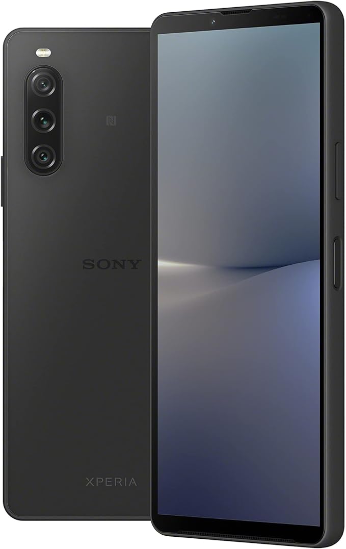 Sony Xperia 10 V Black - 6.1 Inch 21:9 Wide OLED - Triple lens - Lightweight & Compact - 3.5 mm audio jack - Android 13 - SIM free - 6GB RAM - 128GB Storage - IP65/68 rating - Dual SIM hybrid *1