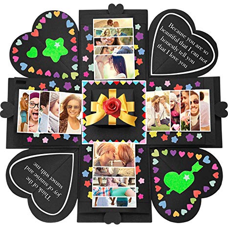 Tatuo Explosion Box Creative Gift Box Memory DIY Scrapbook Photo Album for Christmas Birthday Anniversary Valentine Day Wedding, Black