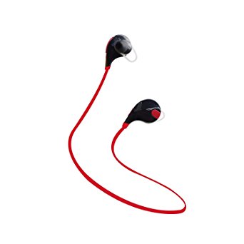 JS-BASE Wireless Mini Bluetooth In-ear Headphones,Lightweight Neckband Noise Cancelling Universal Earbuds Headphone,Sweatproof Gym Exercise Stereo Sports Headset,Built-in Mic for Smartphones,Red