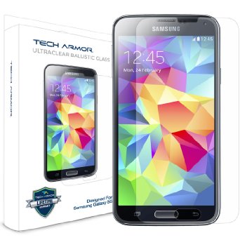 Tech Armor Samsung Galaxy S5 Premium Ballistic Glass Screen Protector  Protect Your Screen from Scratches and Drops  9999 Clarity and Accuracy