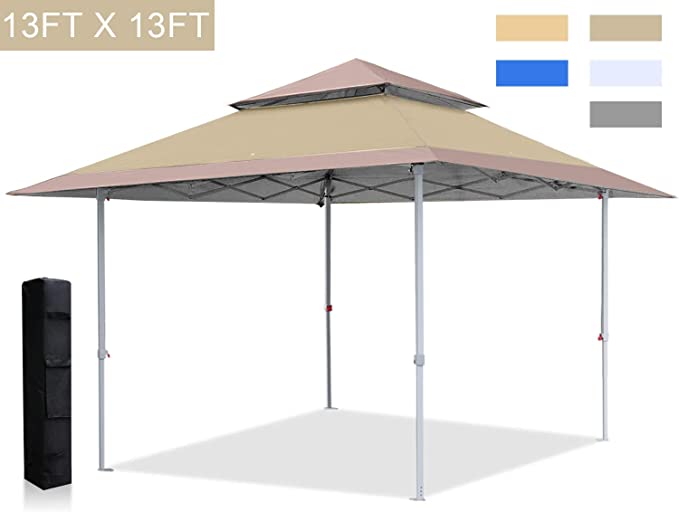 ABCCANOPY 13x13 Canopy Tent Instant Shelter Pop Up Canopy 169 sq.ft Outdoor Sun Shade, Khaki