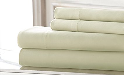 220 Thread Count Bamboo rich 3 piece solid sheet set White Twin