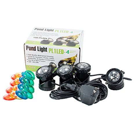 Jebao PL1LED-4 Submersible Pond LED Light with Colored Lenses