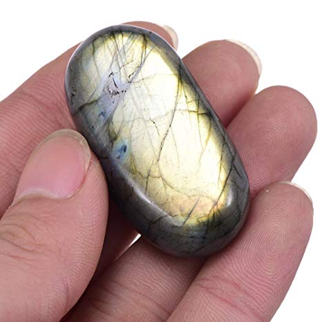 Bingcute One Pcs Labradorite Palm Stone Crystal Healing Gemstone Original Specimen Worry Therapy Smooth Soap Shape