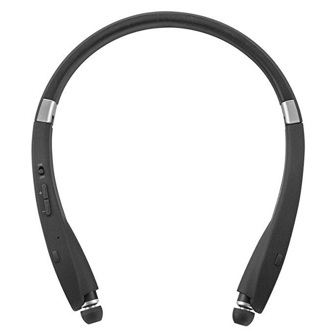 Sentry Premium Pro Series Folding Retractable Wireless Stereo Neck Headset ( BLACK )