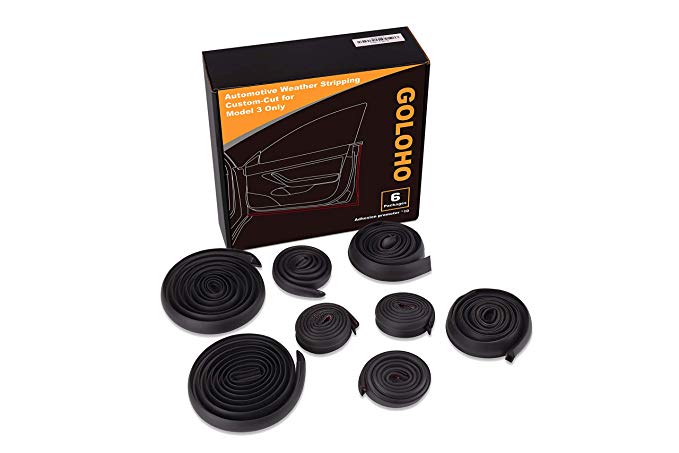 GOLOHO Door Seal Kit for Tesla Model 3, Self-Adhesive Rubber Weatherstrip Noise Reduction Kit (Left & Right Side)
