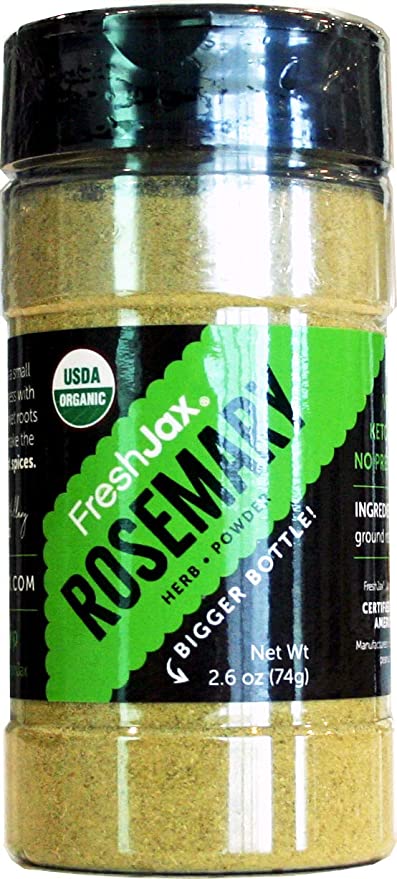 FreshJax Premium Organic Spices, Herbs, Seasonings, and Salts (Certified Organic Rosemary Powder - Large Bottle)