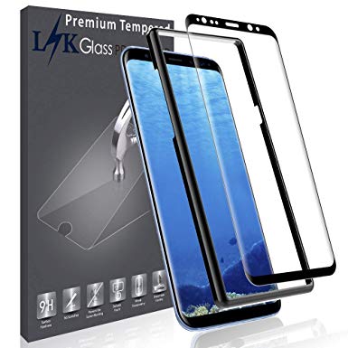 L K Screen Protector for Samsung Galaxy S8, Tempered Glass [3D Curved][Case Friendly][Alignment Frame Easy Installation][Lifetime Replacement Warranty] Screen Protective Film - Black