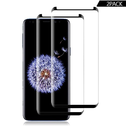 (Black) Galaxy S9 Screen Protector, [2 - Pack] Half Screen Tempered Glass Screen Protector [Case Friendly] [Anti-Scratch][Anti-Fingerprint][Bubble Free] Compatible Samsung Galaxy S9