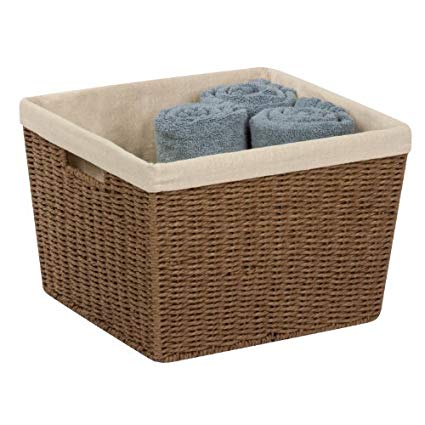 Honey-Can-Do STO-03566 Parchment Cord Basket with Handles and Liner, Brown, 13 x 15 x 10 inches