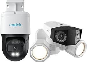 REOLINK 4K PoE Security Camera System in 180° Ultra-Wide Angle, 355° Pan & 90° Tilt, Digital Zoom, Advanced AI Detection, 1x Duo Floodlight PoE Bundle 1x RLC-830A