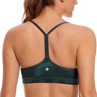 CRZ YOGA Butterluxe Womens Y Back Sports Bra - Padded Racerback Low impact Spaghetti Thin Strap Workout Yoga Bra