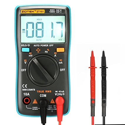 Acekool Digital Multimeter,Portable 6000 Counts Auto Ranging Multi Tester Non Contact Voltage Detection OHM/Hz/Temp/Duty Cycle AC/DC Measuring Tester With Backlight LCD Display