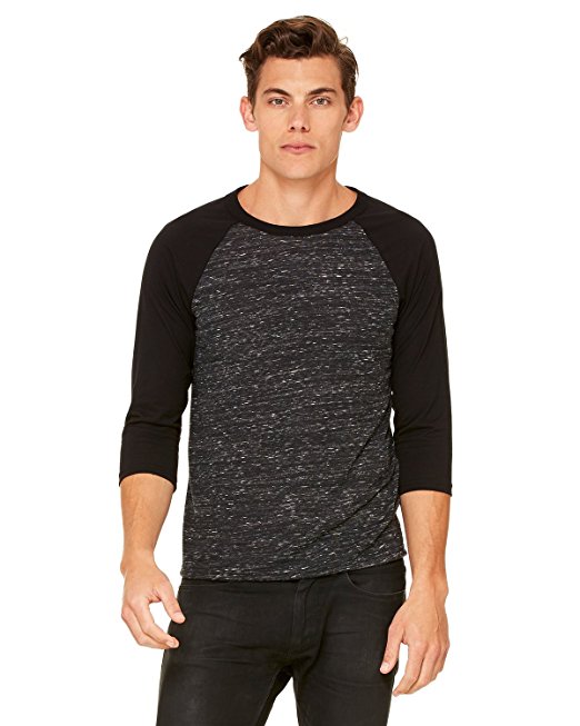 Bella   Canvas Unisex 3/4-Sleeve Baseball T-Shirt (3200)- BLACK MRBLE/BLCK,S