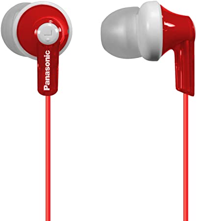 Panasonic ErgoFit In-Ear Earbud Headphones RP-HJE120-R (Red) Dynamic Crystal Clear Sound, Ergonomic Comfort-Fit