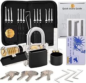 PadLock with (Picking) Keys Solid Brass Picks Kits Keyed Padlocks Set for Outdoor Indoor Use Rustproof lock with Same Key Heavy Duty Storage Lock