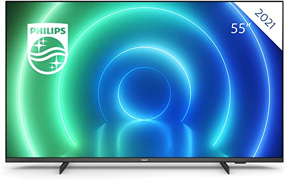 Philips 55 Inch Smart TV 4K. LED Television ideal for Netflix, YouTube and Gaming/Google Assistant and Alexa/HDR Picture, Cinematic Dolby Vision & Atmos Sound / 55" Philips 55PUS7506/12