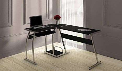 L Shape Corner Computer Desk Table PC Workstation Home Office Furniture (L Shape Black)