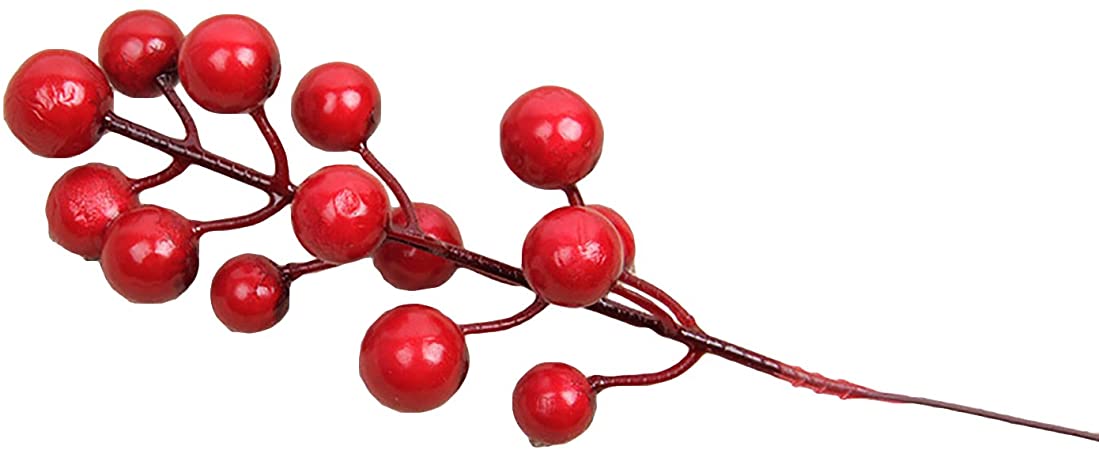 cozyou (Pack of 12) Artificial Red Berry Picks Branch for DIY Home Christmas Tree Wreath Parties Decor